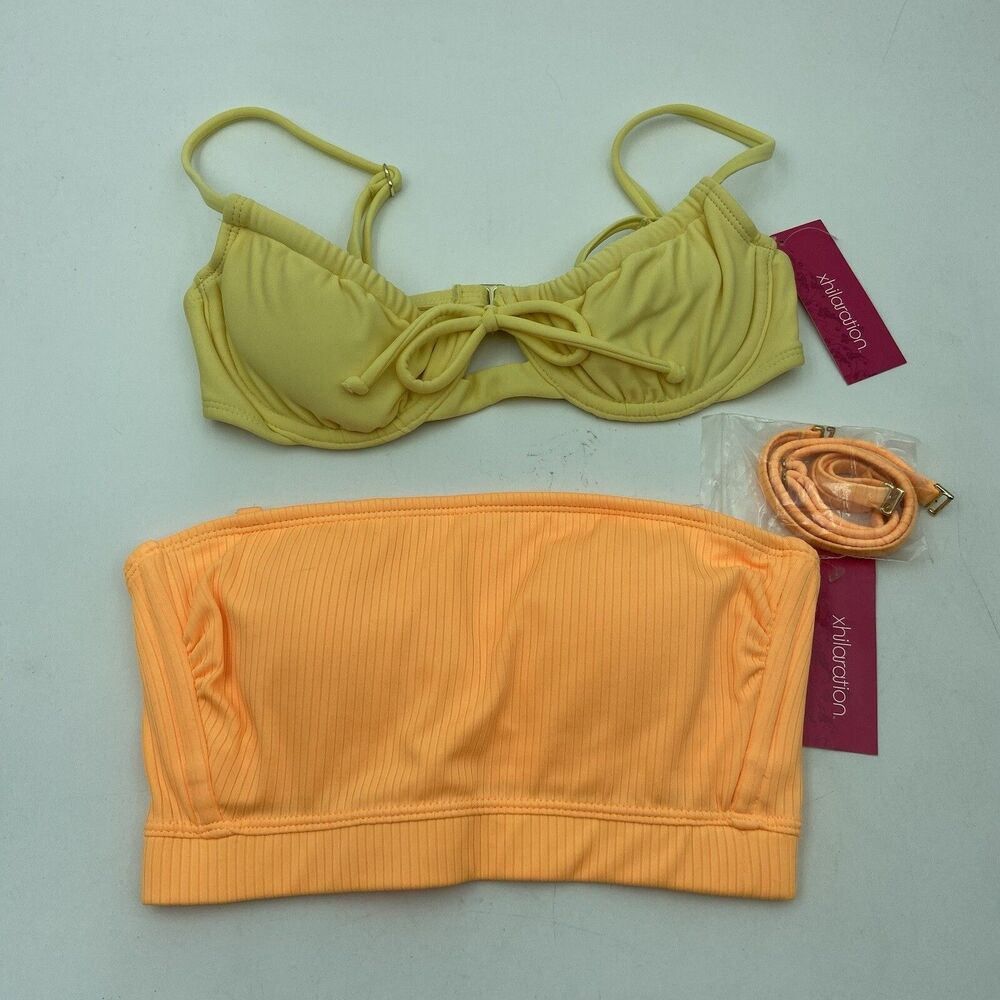 Lot 2 Piece Women's Size XS Swim Tops Xhilaration Orange And Yellow
